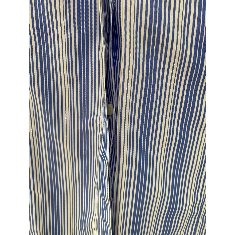 Chicos Button Down Shirt Womens 2 Large Blue Striped No-Iron 3/4 Sleeve Metallic - Picture 3 of 10